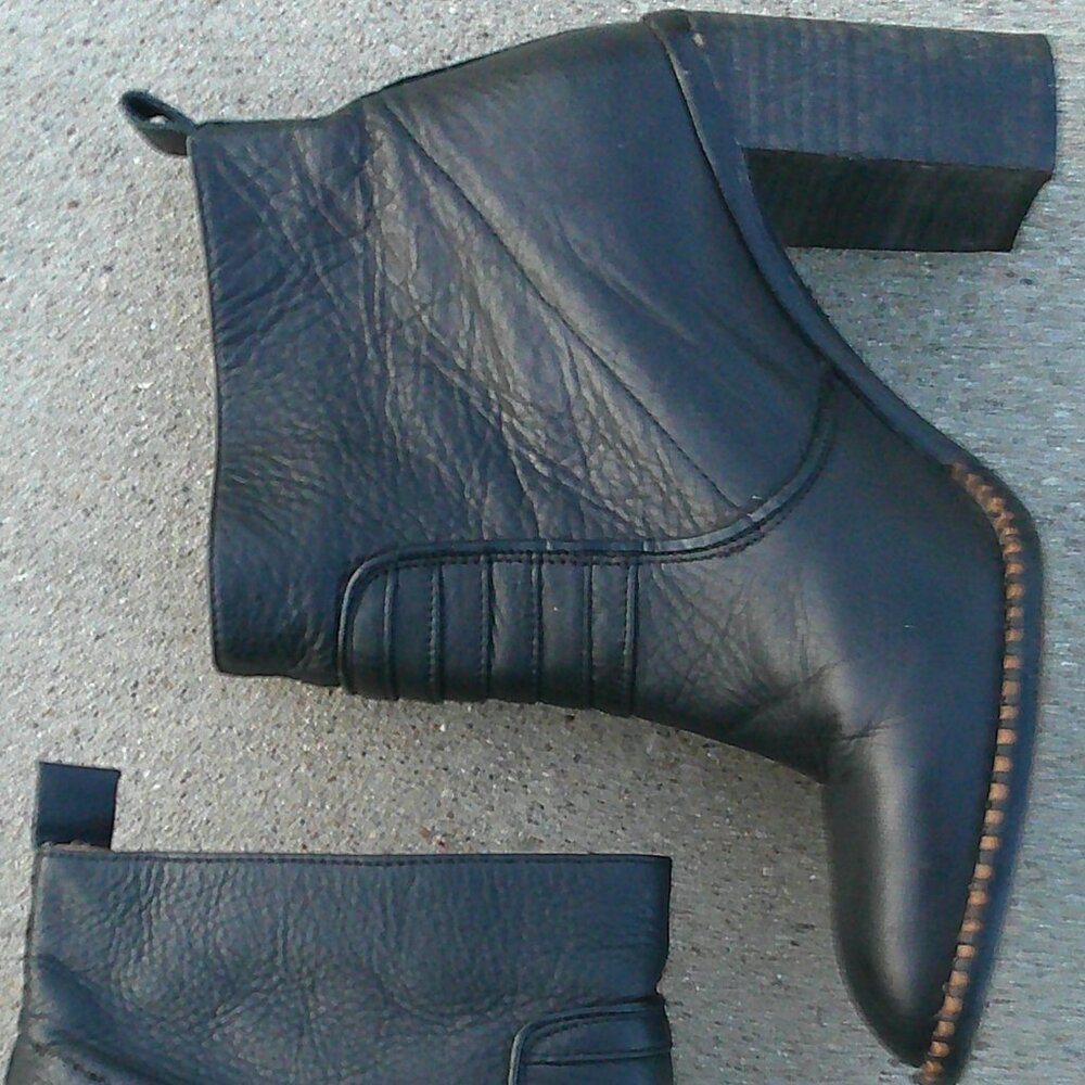 Free People Black Leather Ankle Boots - Picture 2 of 9